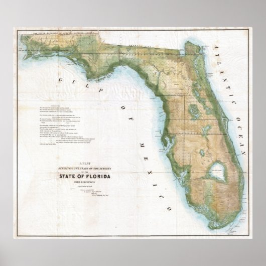 Vintage 1848 Map of Florida ポスター (正面)