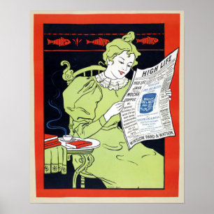 Vintage 1890s Mocha Coffee Advertisement ポスター