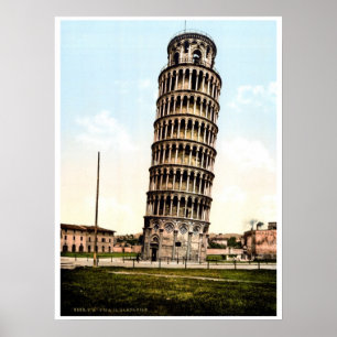 Vintage 1890s Pisa The Leaning tower photo ポスター