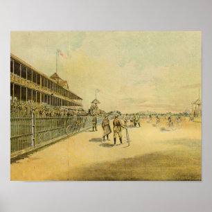 Vintage 1893 Bicycle Race Art Print ポスター