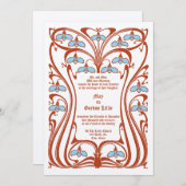 Vintage 1904 Art Nouveau Flowers Foliage Frame 招待状 (正面/裏面)