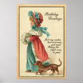 Vintage 1904 Birthday Girl & Dog Poster ポスター (正面)