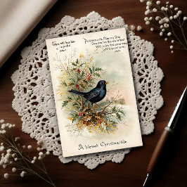 Vintage 1908 Blackbird Christmas Holiday Art ポストカード