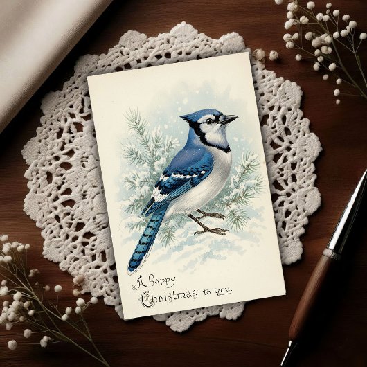 Vintage 1908 Blue Jay Christmas  ポストカード