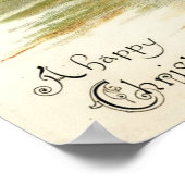 Vintage 1908 Robin Bird Christmas Greeting Poster ポスター (角)