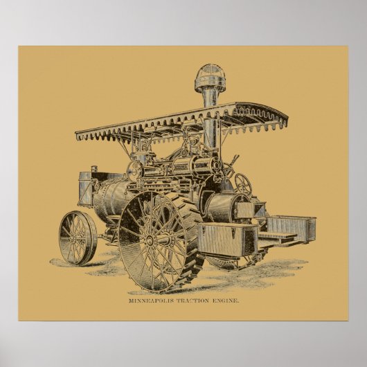 Vintage 1910 Minneapolis Traction Engine ポスター (正面)