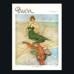 Vintage 1914 Puck Magazine Cover Poster, Beach ポスター<br><div class="desc">This fun and colorful vintage print entitled, 'The Serenade' was painted by Brynolf Wennerberg for the June 20th issue of Puck Magazine in 1914. "Puck" was America's first successful humor magazine of colorful cartoons, caricatures and political satire of the issues of the day. It was published from 1871 until 1918....</div>
