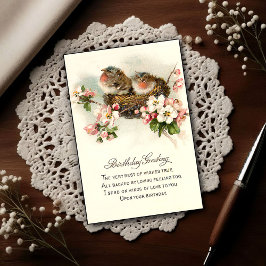 Vintage 1917 Nesting Birds Birthday  ポストカード