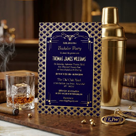 Vintage 1920's Art Deco Gatsby Bachelor Party Real 箔招待状