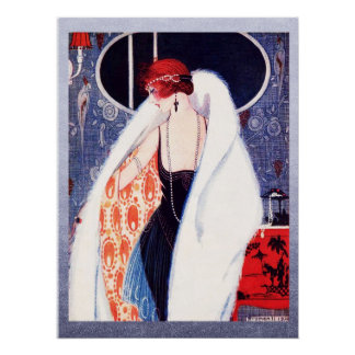 Vintage 1920's Art Deco Lady Poster. ポスター