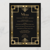 Vintage 1920s Black Gold Deco Frame Wedding メニュー (正面)