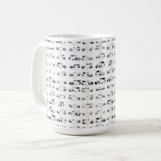 Vintage 1920's Car Automobile Art Pattern コーヒーマグカップ (正面左)