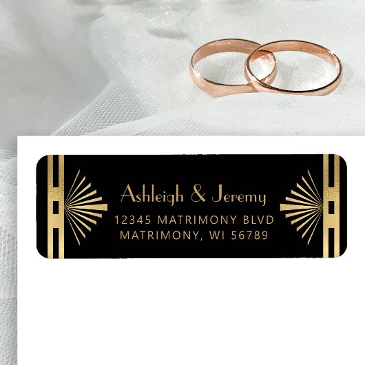 Vintage 1920s Deco Black Gold ラベル