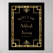 Vintage 1920s Deco Gold Frame Black Wedding ポスター (正面)