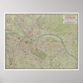 Vintage 1923 Plan Map of Dresden Germany ポスター