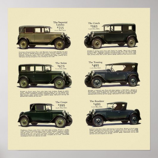 Vintage 1928 Car Automobile Advertisement ポスター (正面)