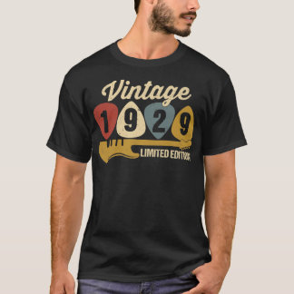 Vintage 1929 Birthday Retro Guitar 93rd Birthday P Tシャツ