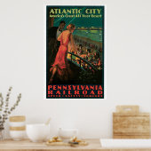 Vintage 1930s Atlantic City Travel ad ポスター (キッチン)