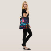 Vintage 1940s Classic Car Under Neon Lights トートバッグ (モデル)