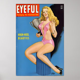 Vintage 1940s Pin Up Girl Poster & Canvas First ポスター