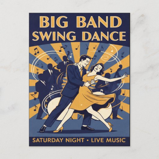 Vintage 1940s Swing Dance  ポストカード (正面)