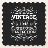 Vintage 1945 80th Birthday Aged To Perfection ペーパーコースター (正面)