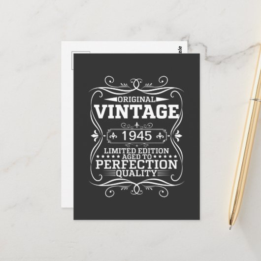 Vintage 1945 80th Birthday Aged To Perfection ポストカード (正面/裏面インサイチュ)