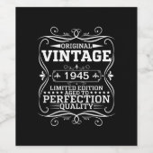 Vintage 1945 80th Birthday Aged To Perfection ワインラベル (シングルラベル)