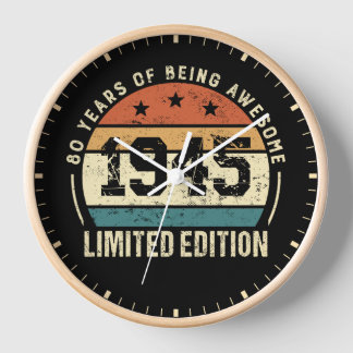 Vintage 1945 Retro 80th Birthday Anniversary 壁時計