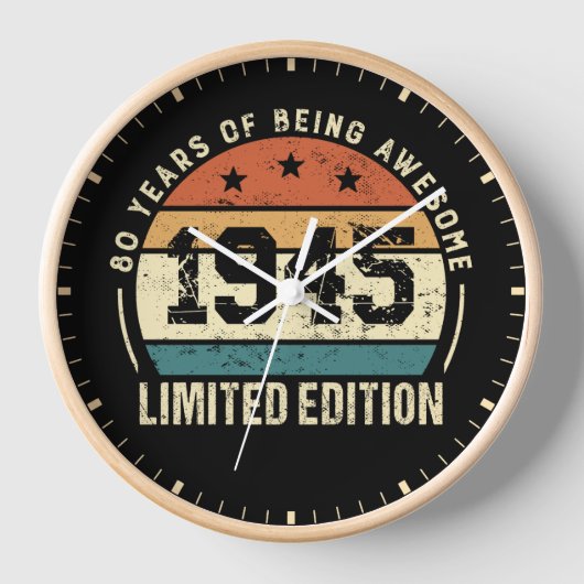 Vintage 1945 Retro 80th Birthday Anniversary 壁時計 (正面)