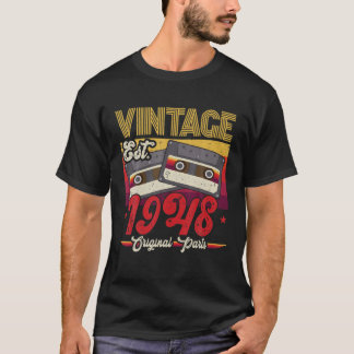 Vintage 1948 Original Parts Funny 74 Years Old 74T Tシャツ