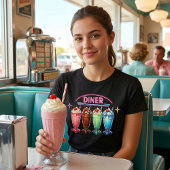 Vintage 1950s Style: Retro Neon Diner Milkshakes トライブレンドＴシャツ
