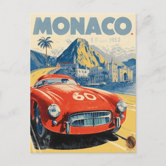 Vintage 1952 Monaco Grand Prix Racing Poster ポストカード (正面)