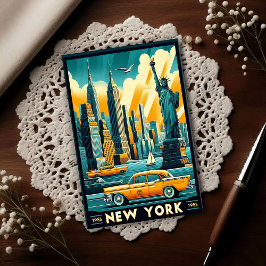 Vintage 1955 New York City Skyline ポストカード