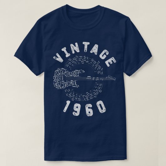 Vintage 1960 Birthday Limited Edition Guitar Music Tシャツ (デザイン正面)