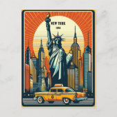 Vintage 1961 New York City Skyline ポストカード (正面)