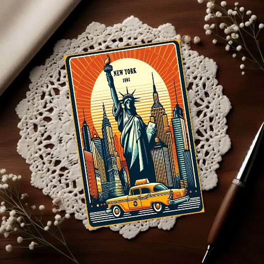 Vintage 1961 New York City Skyline ポストカード