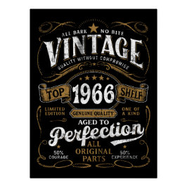 Vintage 1966 Birthday Aged To Perfection 60th  ポスター