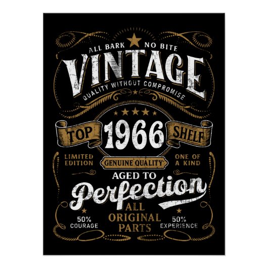 Vintage 1966 Birthday Aged To Perfection 60th  ポスター (正面)