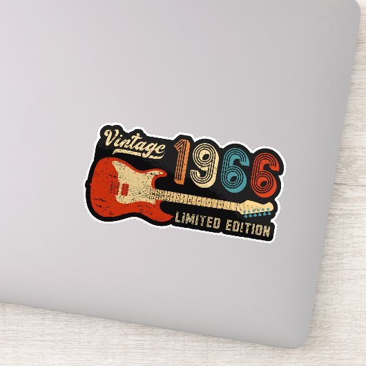 Vintage 1966 Birthday Electric Guitar Lover Gift シール (詳細)