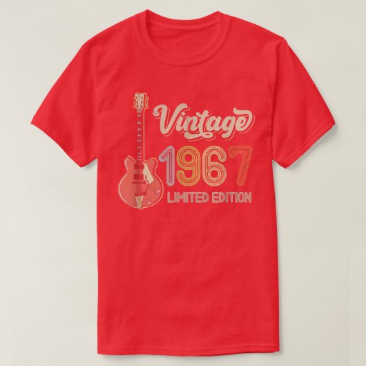 Vintage 1967 Guitar lovers 55th Birthday Electric  Tシャツ (デザイン正面)