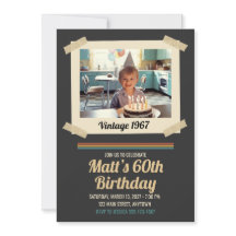 Vintage 1967 Photo 60th Birthday Invitation for Hi
