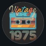 Vintage 1975 Cassette Tape Retro 48th Birthday 48  ラウンドシール<br><div class="desc">Awesome tee Ideas People who born in 1975 Retro Vintage Classic Old School 48th Awesome tee Ideas for Men Women. 48 years old awesome vintage birthday. Complete happy birthday decorations .Your birthday party will be funny, awesome, epic & legendary. If u grew up in the seventies, eighties, or nineties you...</div>