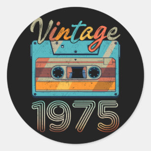 Vintage 1975 Cassette Tape Retro 48th Birthday 48 ラウンドシール