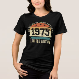 Vintage 1975 Retro 50th Birthday Gift Idea トライブレンドＴシャツ