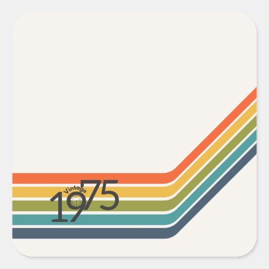 Vintage 1975 Retro Design  スクエアシール (正面)