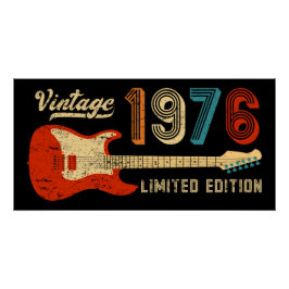 Vintage 1976 50th Birthday Electric Guitar Lover ポスター