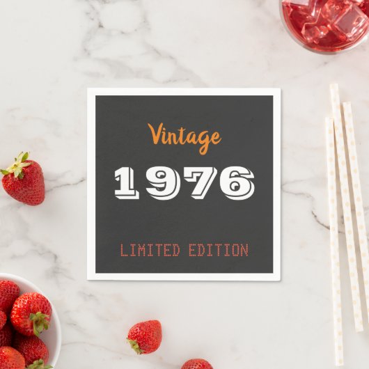 Vintage 1976 – 50th Birthday Party Supplies スタンダードカクテルナプキン (インサイチュ)