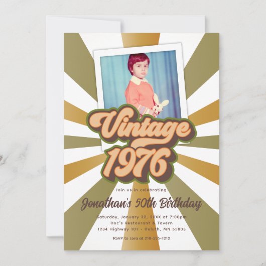 Vintage 1976 50th Birthday Photo  招待状 (正面)