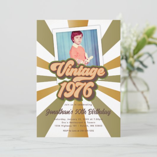 Vintage 1976 50th Birthday Photo  招待状 (スタンド正面)
